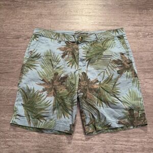 Slate Stone Shorts Mens 34 Blue Floral Palm Cotton Flat‎ Front Chino Costal 8"